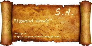 Sigmond Arnó névjegykártya